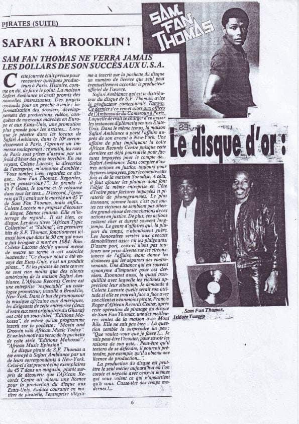 arol_ketch's tweet photo. Sam Fan Thomas- Disque d’or

 Le disque qui contient le tube planétaire African Typic Collection a été disque d'or de l'année 1984, plus d'un million de ventes.Un record !
Les icônes de la musique Camerounaise Tome 2

https://t.co/rzbgRxPCM4

#SamFanThomas https://t.co/5W4a0Bg6Pj