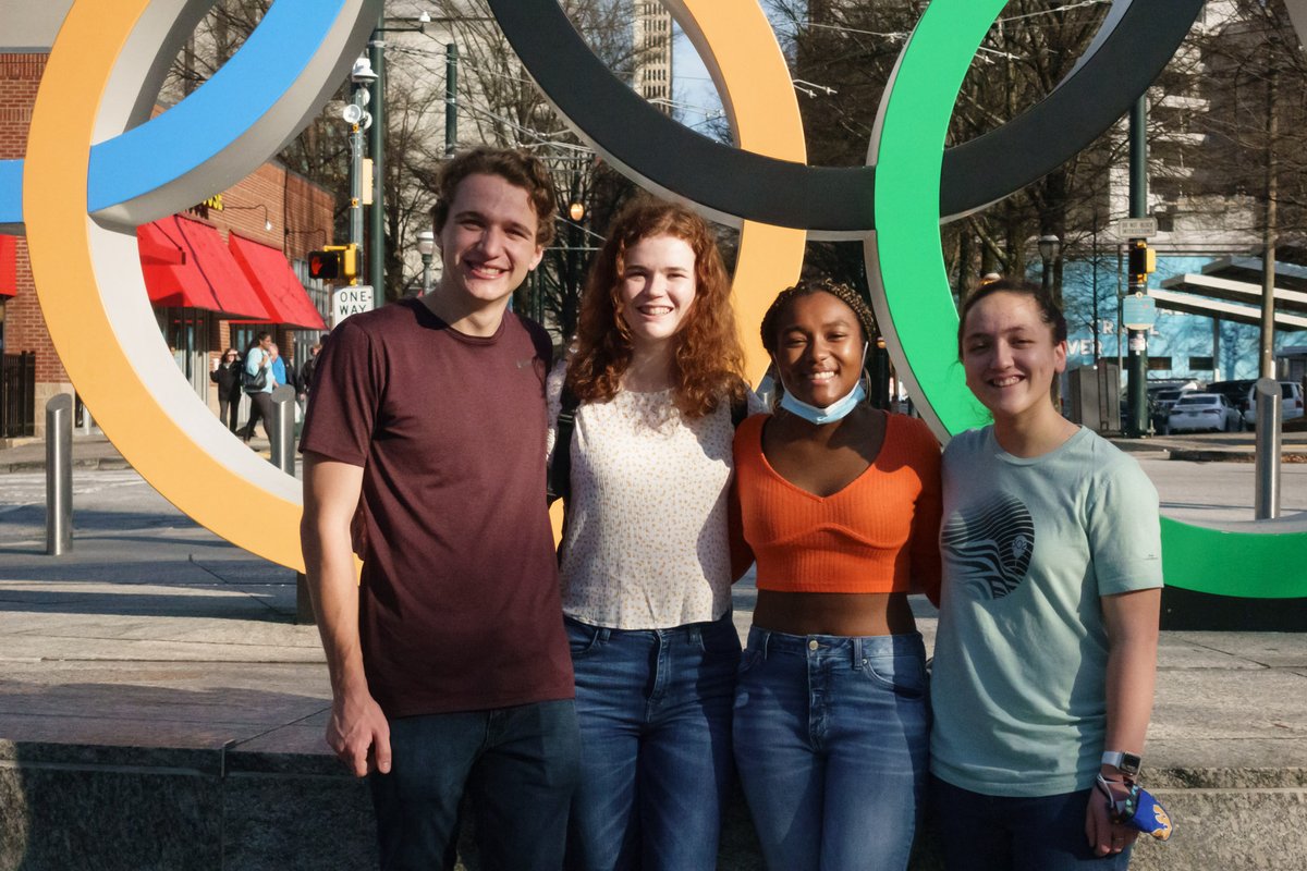 pittbandphoto's tweet photo. The rings at Olympic Park were a popular place for members of @PittBand.  @ACCChamps21 https://t.co/tzzcToTM7v
