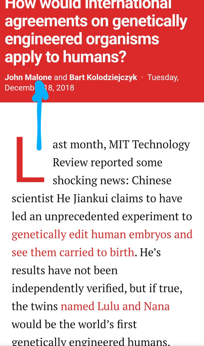 How would international agreements on genetically engineered organisms apply to humans? (December 2018): https://www.brookings.edu/blog/techtank/2018/12/18/how-would-international-agreements-on-genetically-engineered-organisms-apply-to-humans/John Malone, UNESCO, 2030 Agenda for Sustainable Development (January 2018): https://mcb.uconn.edu/2018/01/24/john-malone-has-been-invited-to-the-united-nations-economic-and-social-council-to-participate-in-the-2018-escosoc-forum/#