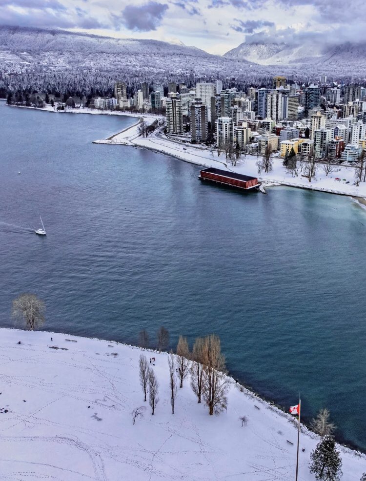 White Vancouver under the drone lens, freezing time