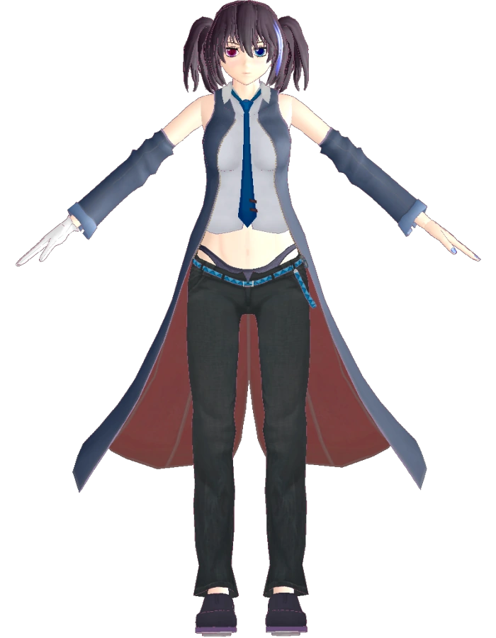 The multicolored hair character for today is Ruko Yokue, an UTAUloid! (she/he)

'Yokune', meaning greedy sound due to the fact that she has both a masculine and feminine voicebank, his hair colors are black and blue.