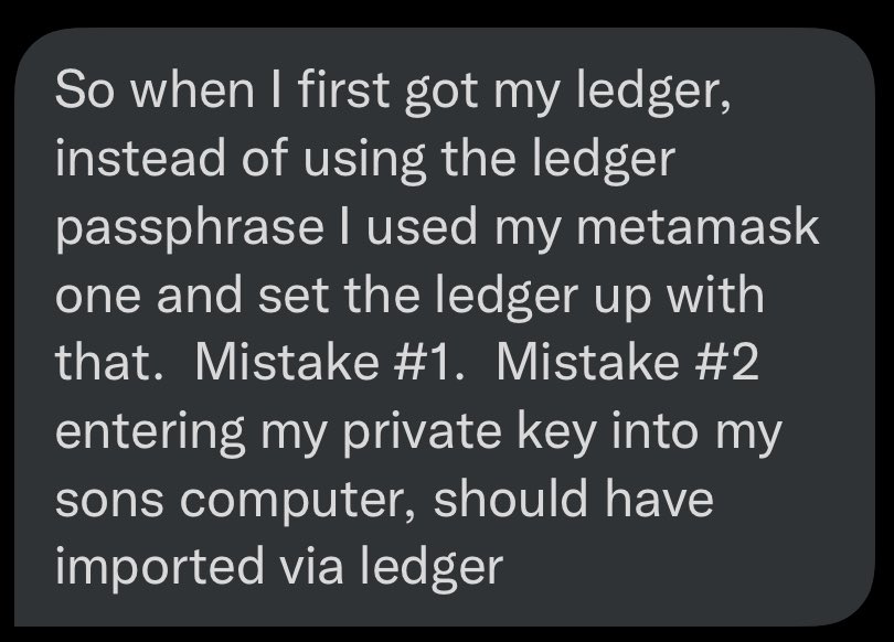 PSA on wallet security / key management.

A group member was “hacked” for his passphrase. Likely a key logger exploit.

Many people are not fully educated on the benifits of using a hardware wallet, or misinformed on HOW to use one. 

Let’s clear some things up. 

THREAD 👇