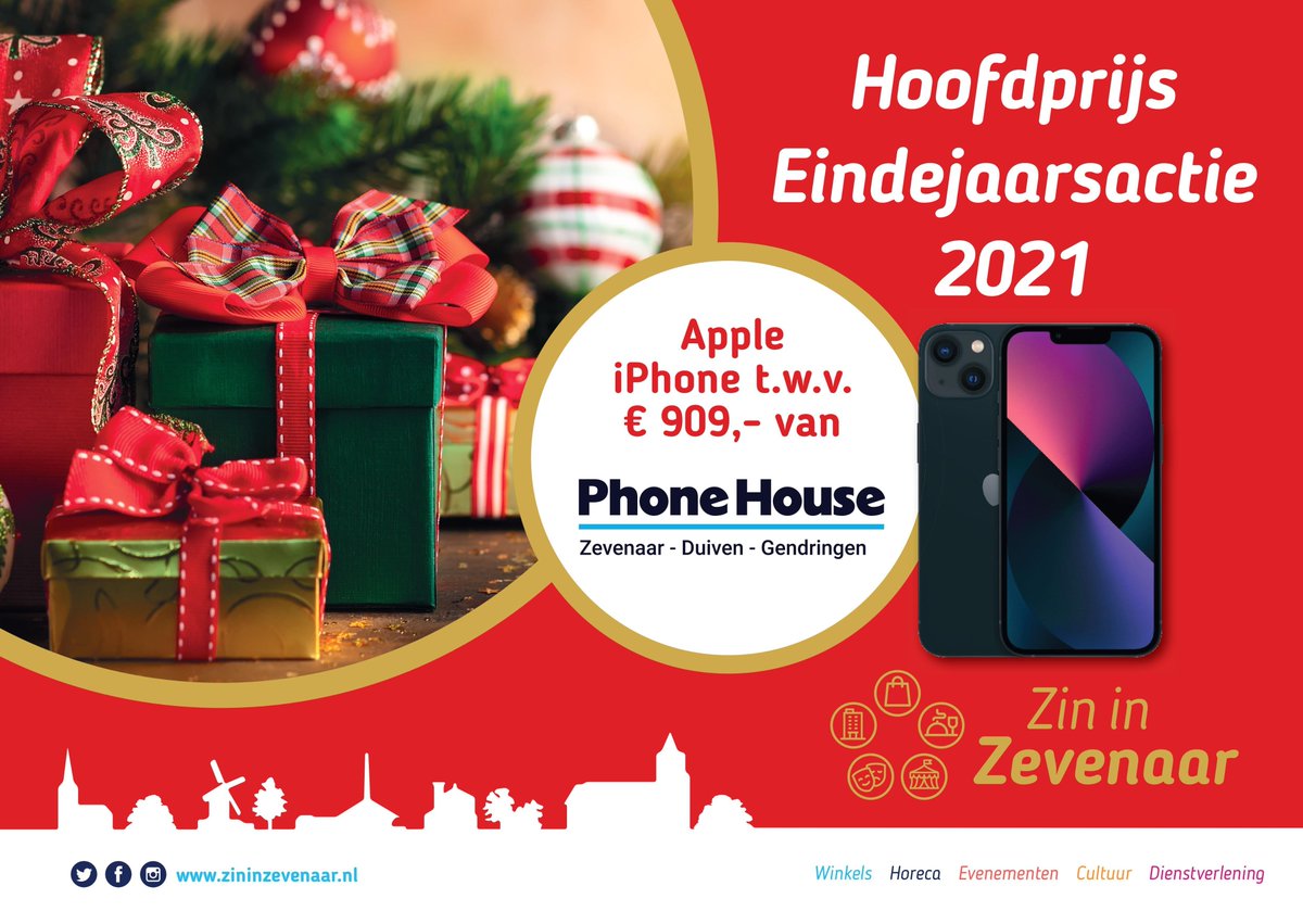 Wil je kans maken op die geweldige Apple iPhone t.w.v. 909 euro lever dan je volle spaarkaart in voor 31 december 17.00 uur!

#Zevenaar #Zininprijswinnen