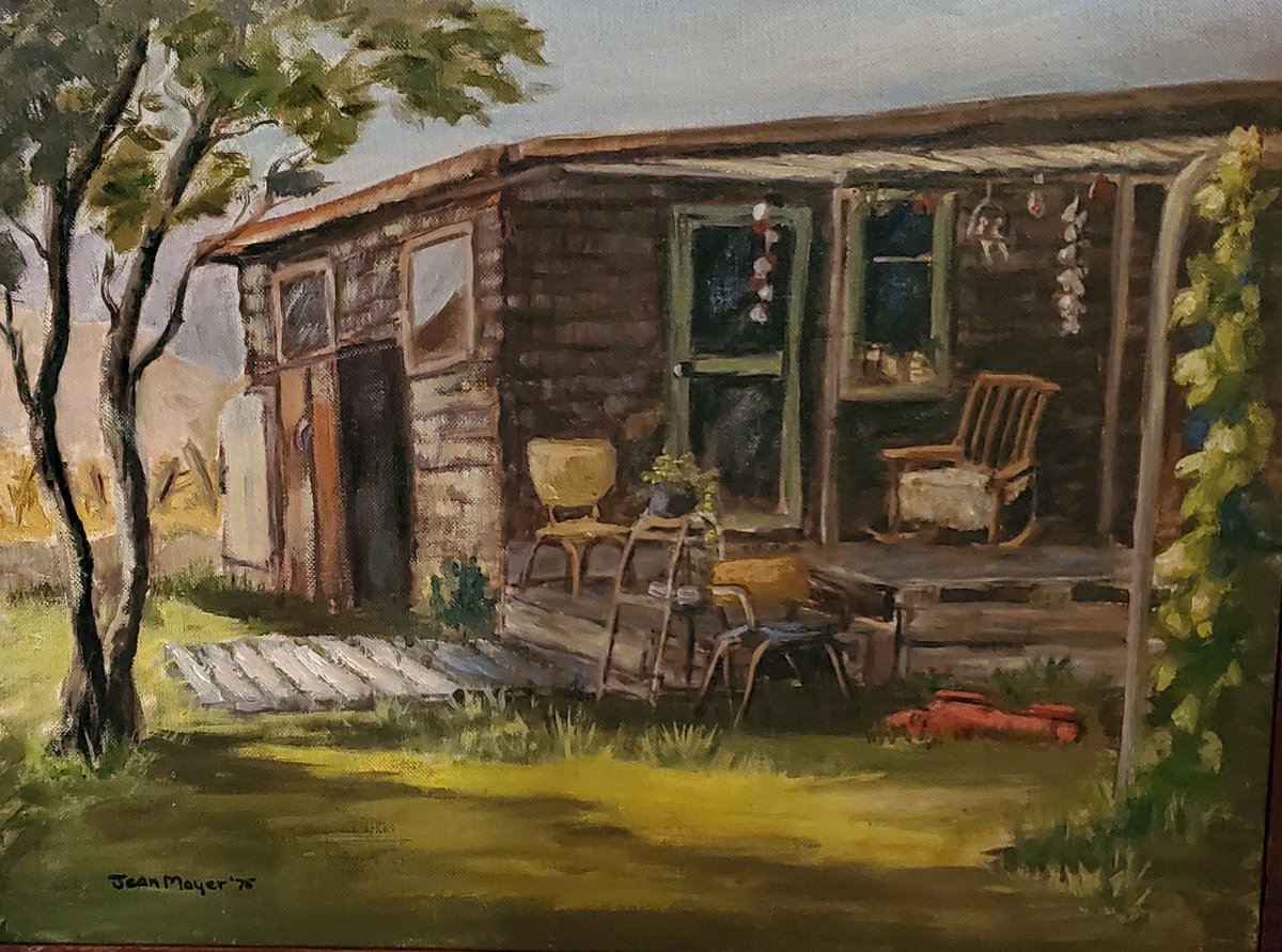 GranmaJeanMayer's tweet image. In 1975, I was in Santee, CA with my painting class when I came upon this unusual looking house I thought would make a good oil painting subject and this is the end result.