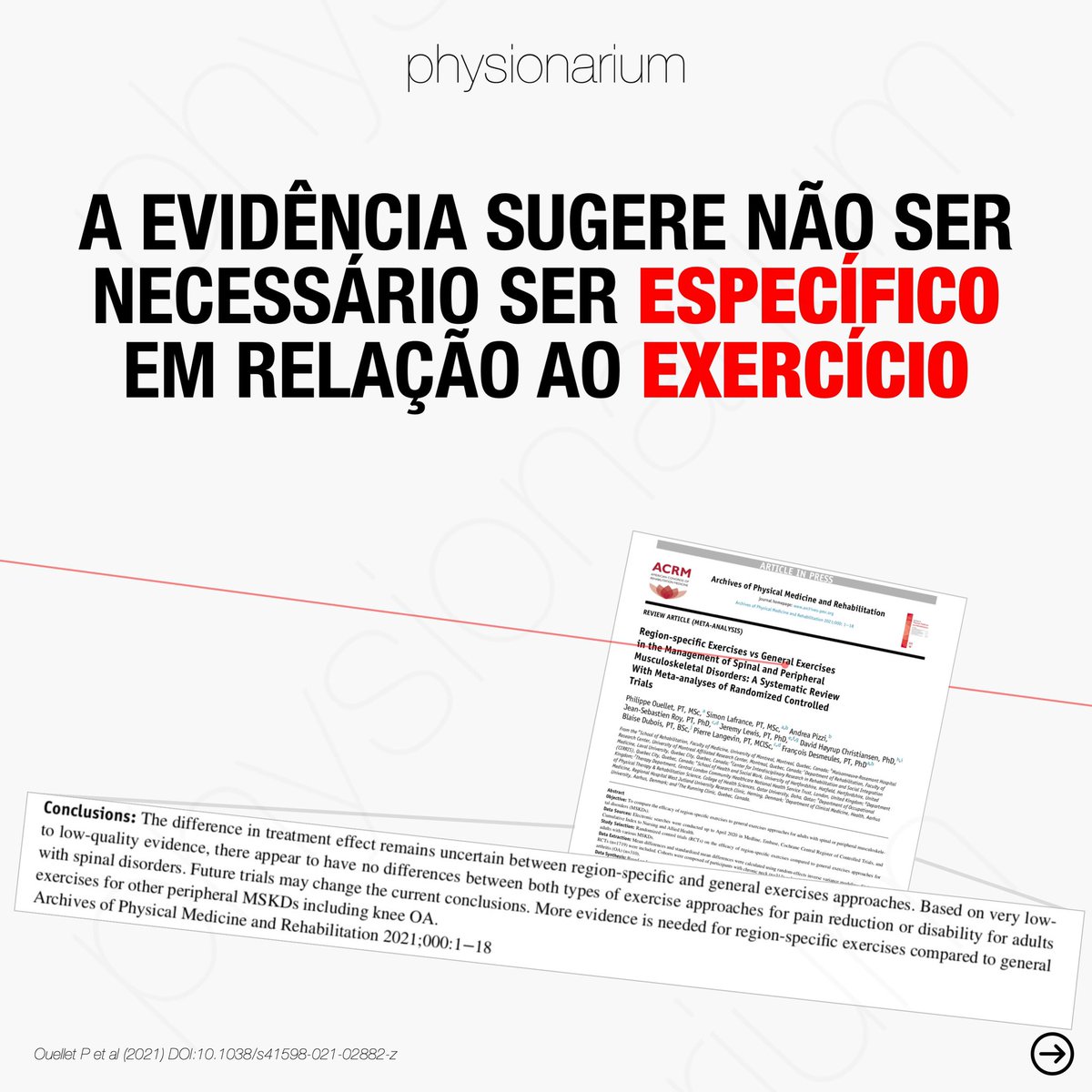 physionarium's tweet photo. 🎯 É NECESSÁRIO SER #ESPECÍFICO?

🏹 #Exercício e #terapiamanual NÃO necessitam ser específicos para melhorar #outcomes .

📎https://t.co/GVs2gx7IjI
📎https://t.co/Qm64jHEmO9

#fisioterapia #physiotherapy #physicaltherapy #specificity #especificidade #evidencebasedpractice #EBP https://t.co/C4v0aR4hCB