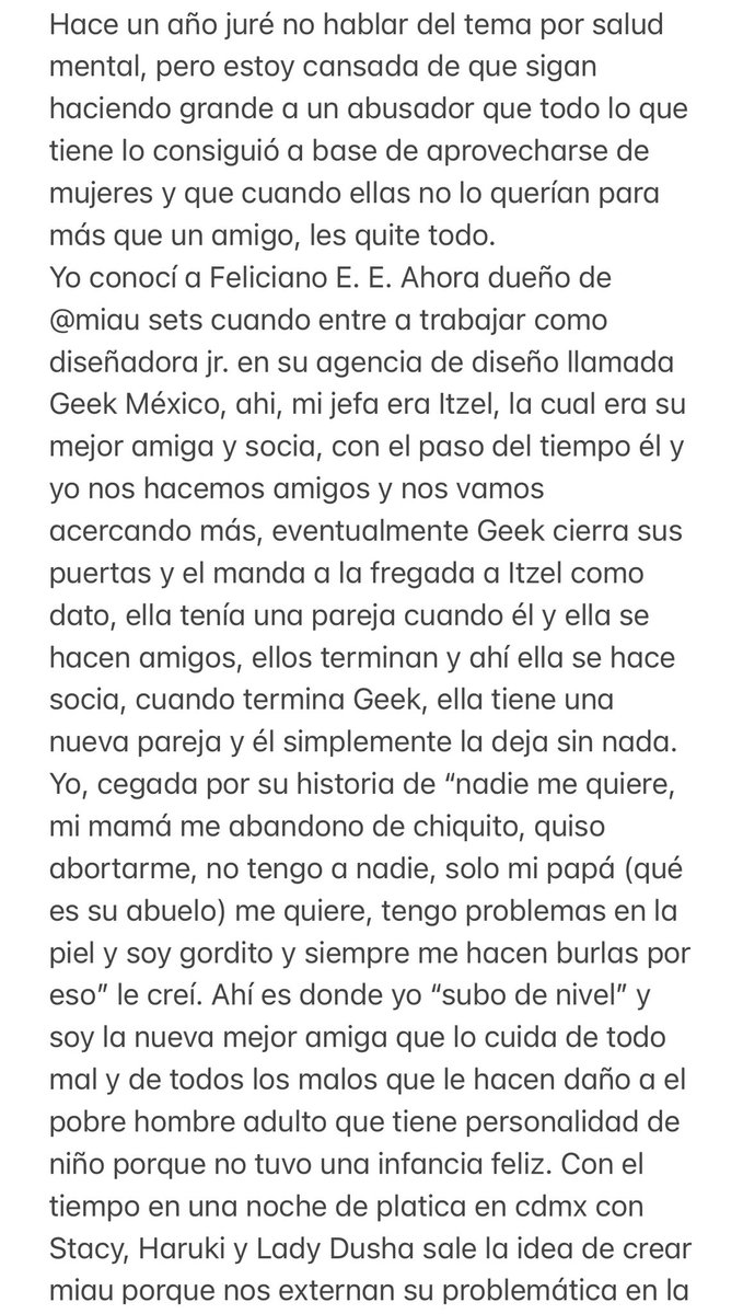 sailor_gwen's tweet photo. Hola, hoy vengo a contar mi historia de abuso de poder por parte de Feliciano E. Mejor conocido como Felixee. He visto q sigue haciéndole daño a chavas que confían en él y en la plataforma de Miau Sets, de la cual también me pertenecía. https://t.co/k5IaxJuaeL