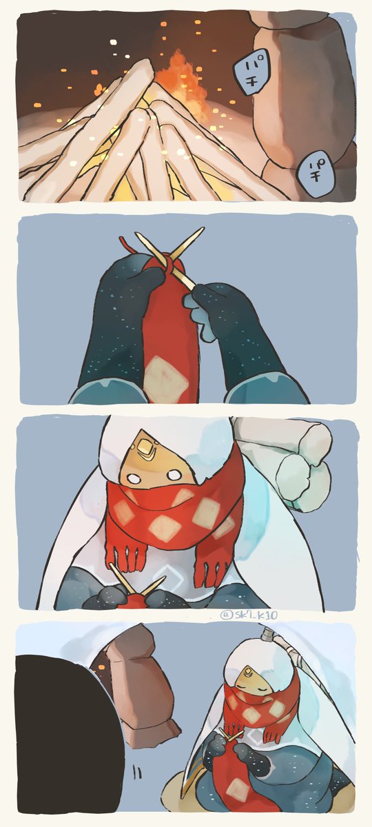 scarf comic 4koma snow twitter username gloves holding  illustration images