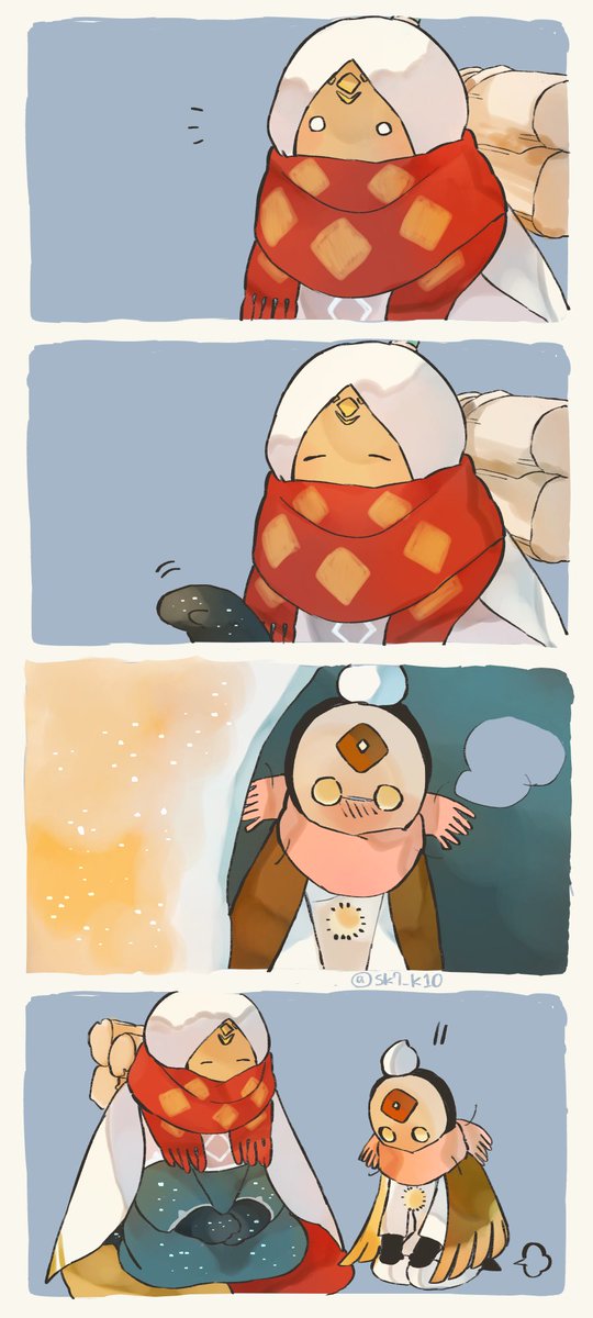 scarf comic 4koma snow twitter username gloves holding  illustration images