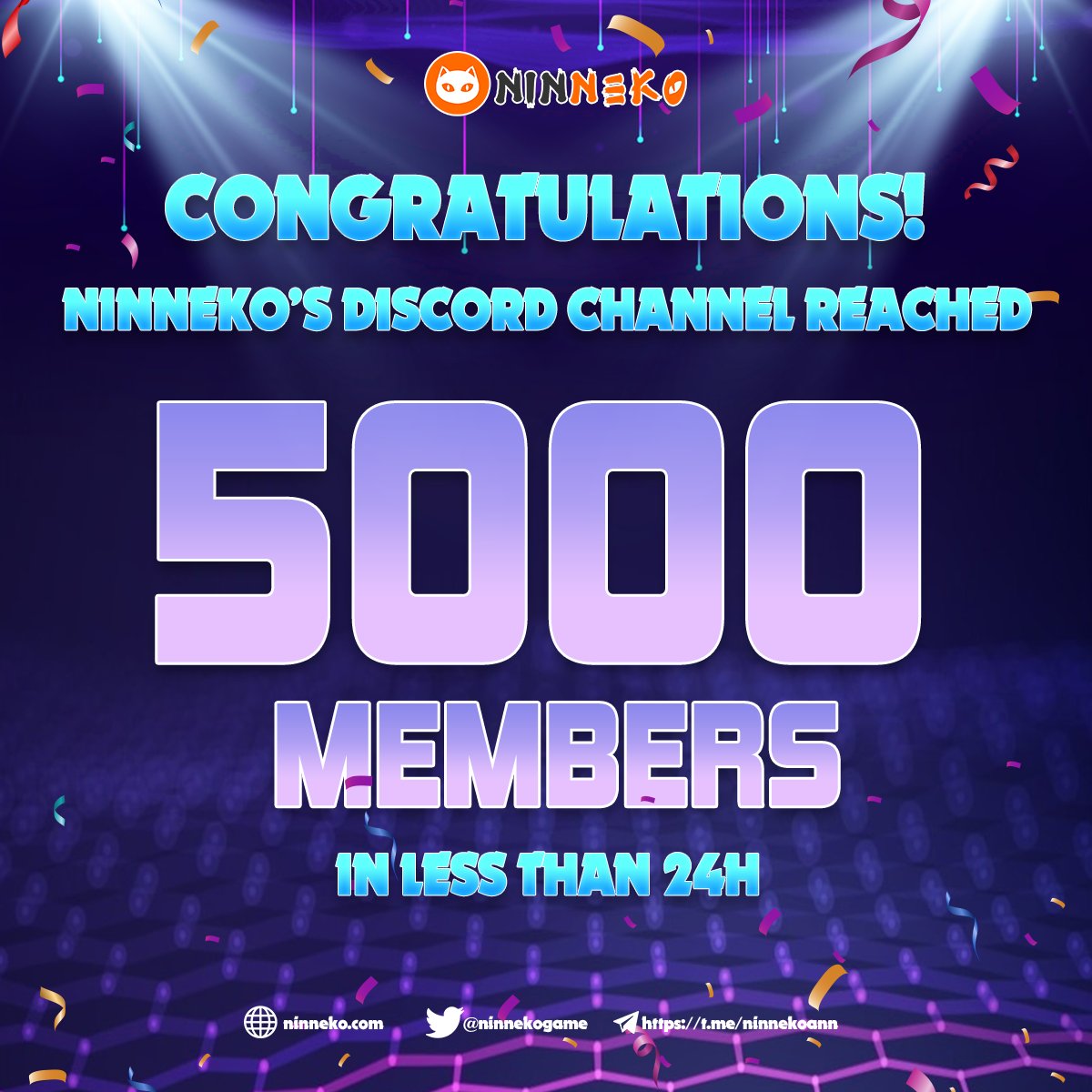 Ninneko's Discord channel has quickly reached 5k members in less than 24 hours. An impressive milestone demonstrating the love of our community for Ninneko.

Let you know, there will be a compelling event exclusively for the Discord channel,so join us now:
discord.gg/bw84nfPReK