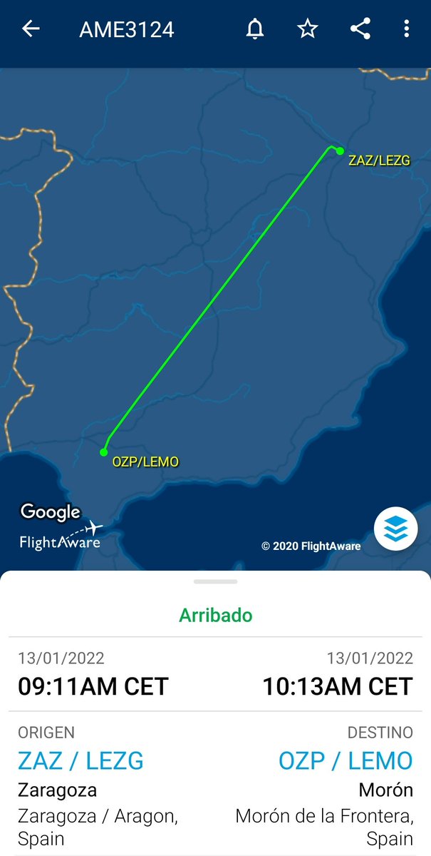 Web_AME's tweet photo. #AME3124🇪🇦
✈️#A400
Previsiblemte camino a #Djibouti 🇩🇯 tras pasar por #BAMoron https://t.co/0y0cLRZ4Xt