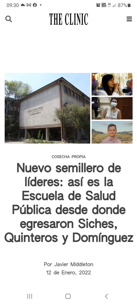 👉Destacado prensa
 ¿Cuál es el sello que esa institución deja en sus alumnos? ¿Y qué visión de la salud pública hay detrás? <a href="/thecliniccl/">The Clinic</a> conversó con un grupo de docentes de la Esp para responder a estas y otras preguntas.
<a href="/MEQChile/">María Elisa Quinteros Cáceres</a>
<a href="/gdominguez_/">Gaspar Domínguez</a>
<a href="/izkia/">Izkia Siches Pastén</a>
theclinic.cl/2022/01/12/nue…