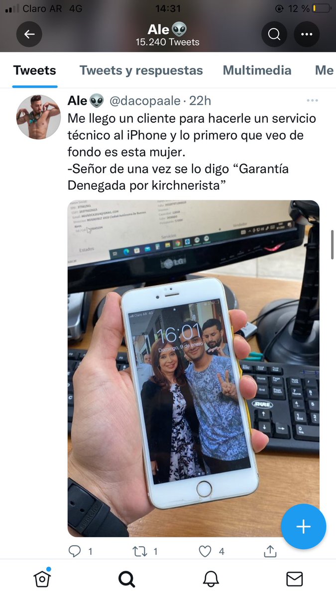elnegroterrero's tweet image. Me gustaría este tuit llegue al chico que aparece en la foto junto a CFK. Lo que hizo @dacopaale es grave y cero profesional. Publicó una foto de un cliente sin su autorización y lo estigmatiza por K. Ojalá le llegue y lo denuncie ante la justicia. 

RT