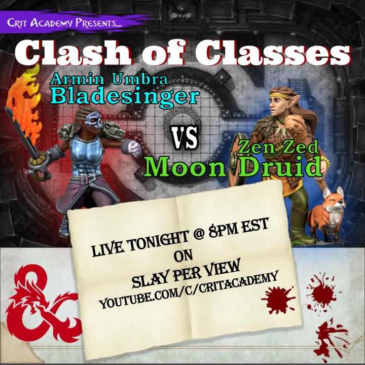 critacademy's tweet photo. Roll Initiative Tonight @ 8pm Est!
#dnd Moon Druid Vs Bladesinger
Who do you think will claim victory? Let us know in the comments. https://t.co/V5Sia0JKxf