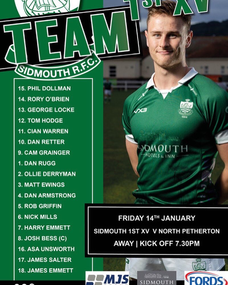SidmouthRFC's tweet photo. π’ Team News - Sidmouth RFC 1st XV to play North Petherton RFC (away) Friday night 7.30 kick off. πππΌπ@philldollman @Yenz_2 @VX3apparel @FordsSouthWest #MJSGroup https://t.co/jmGp59xzvg