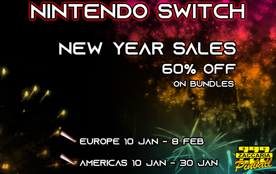 #pinball #nintendoswitch #zaccaria

Zaccaria Pinball New Year Sales 60% Off On Bundles!

Europe/Australia: January 10th - February 8th

Americas: January 10th - January 30th

nintendo.com/games/detail/z…