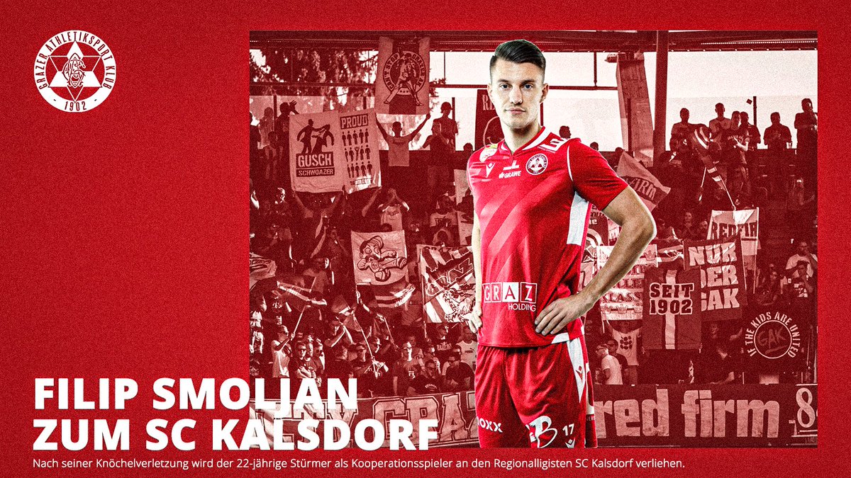 grazerak's tweet photo. Filip #Smoljan wird als Kooperationsspieler bis zum Sommer an den SC Kalsdorf in die Regionalliga verliehen. #grazerak #inundaut #LigaZwa
Viel Erfolg und viele Einsätze! 🙏🏻 https://t.co/NlcLgpHTTJ