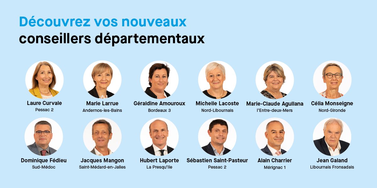 En juin dernier, l’assemblée départementale a été renouvelée

Quel sens donnez-vous à votre engagement et quel projet vous tient à cœur pour les habitantes et habitants de votre canton ? Découvrez 12 nouvelles réponses

⏩gironde.fr/actualites/ens…