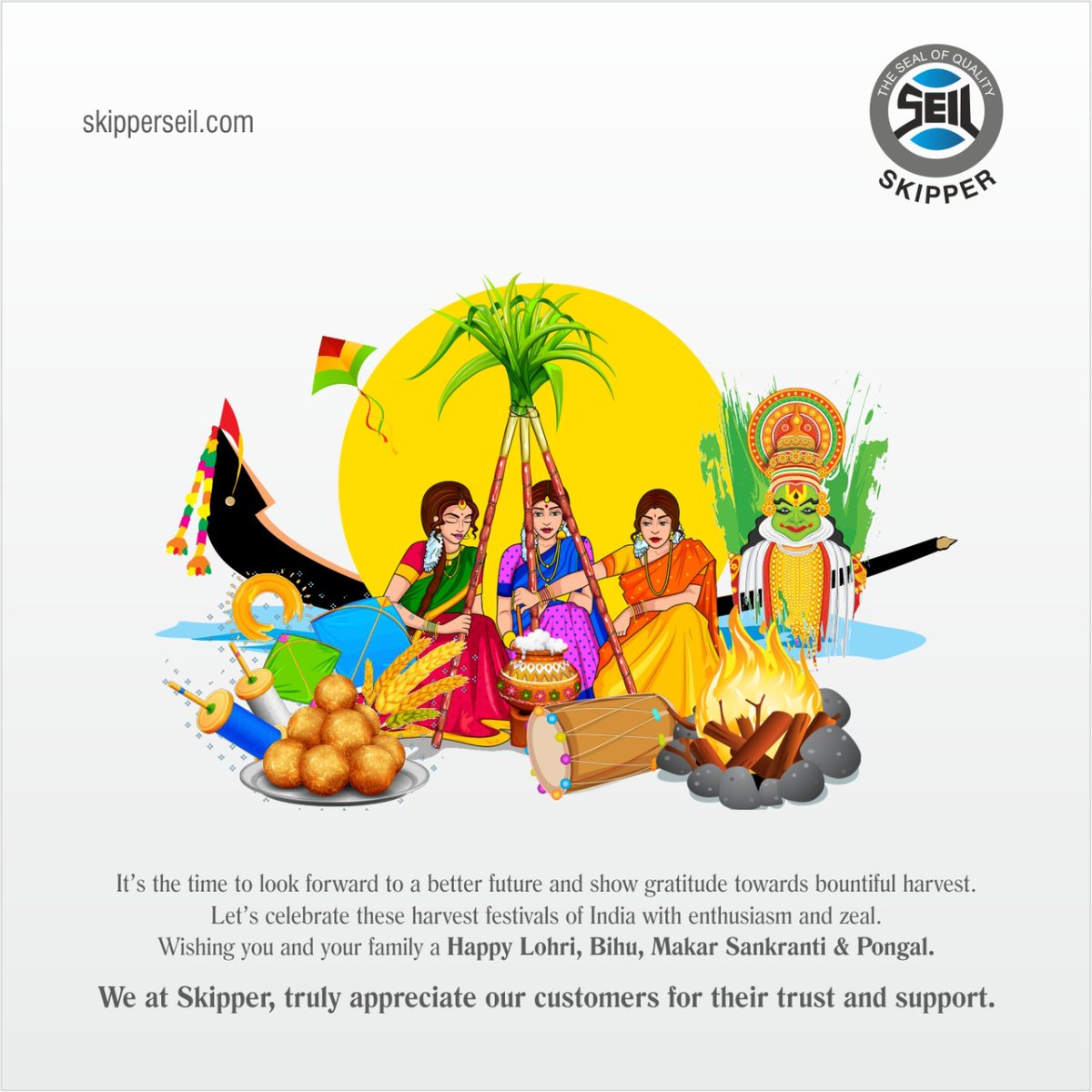 Skipper wish you and your family a Happy Lohri, Bihu, Makar Sankranti &amp; Pongal.

#lohri2022 #makarsankranti2022 #Pongal2022 #bihu #skipper <a href="/SkipperSeil/">SkipperSeil Limited</a>