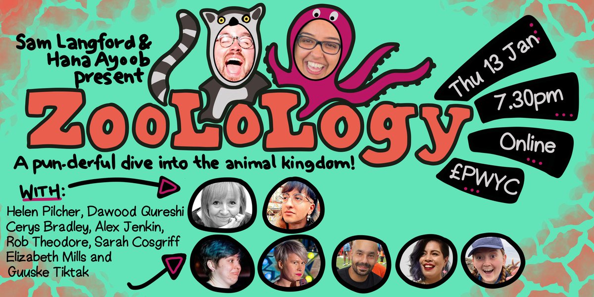 Its Zoolology show day!

Join Sam &amp; Hana, and a cast of amazing performers for our punderful dive into the animal kingdom! 

📅13th January 
⏰7.30pm GMT
🎟️Tickets are pay-what-you-can

You have until 6.30pm to get a ticket!

Buy em now 👇👇
eventbrite.co.uk/e/zoo-lol-ogy-…