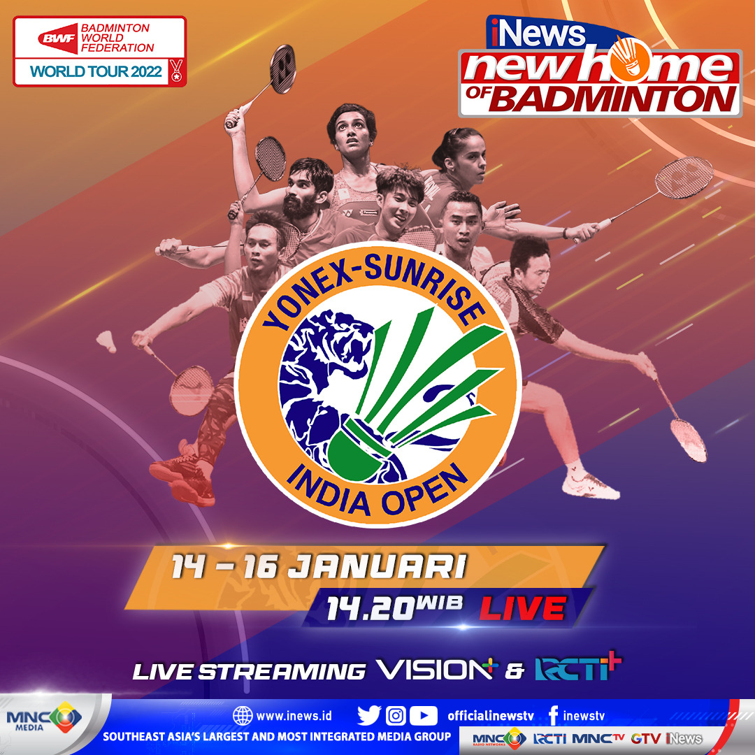 SeputariNews's tweet photo. Jangan lewatkan!
India Open 
14 - 16 Januari 2022
Pukul 14.20 WIB

#inews #inewstv #sports #indiaopen #badminton #channel #inewsnewhomeofbadminton #2022 #mansingles #ms #md #mendouble #daddies #thedaddies #ahsan #hendra #ahsanhendra #tommysugiharto #tunggalputra #badmintonplayer https://t.co/bTnQZZqzhl