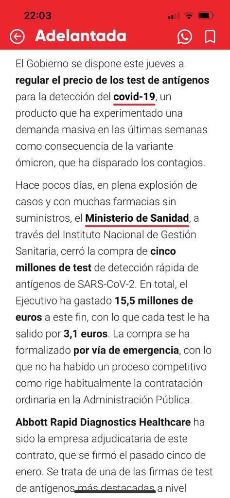 boticarisimo's tweet photo. Si le están vendiendo tests al Ministerio a 3,1€/ud. por un pedido de 5 millones de uds., ¿alguien cree que van a ofrecérselo a las farmacias a 1€? https://t.co/go59i310jA