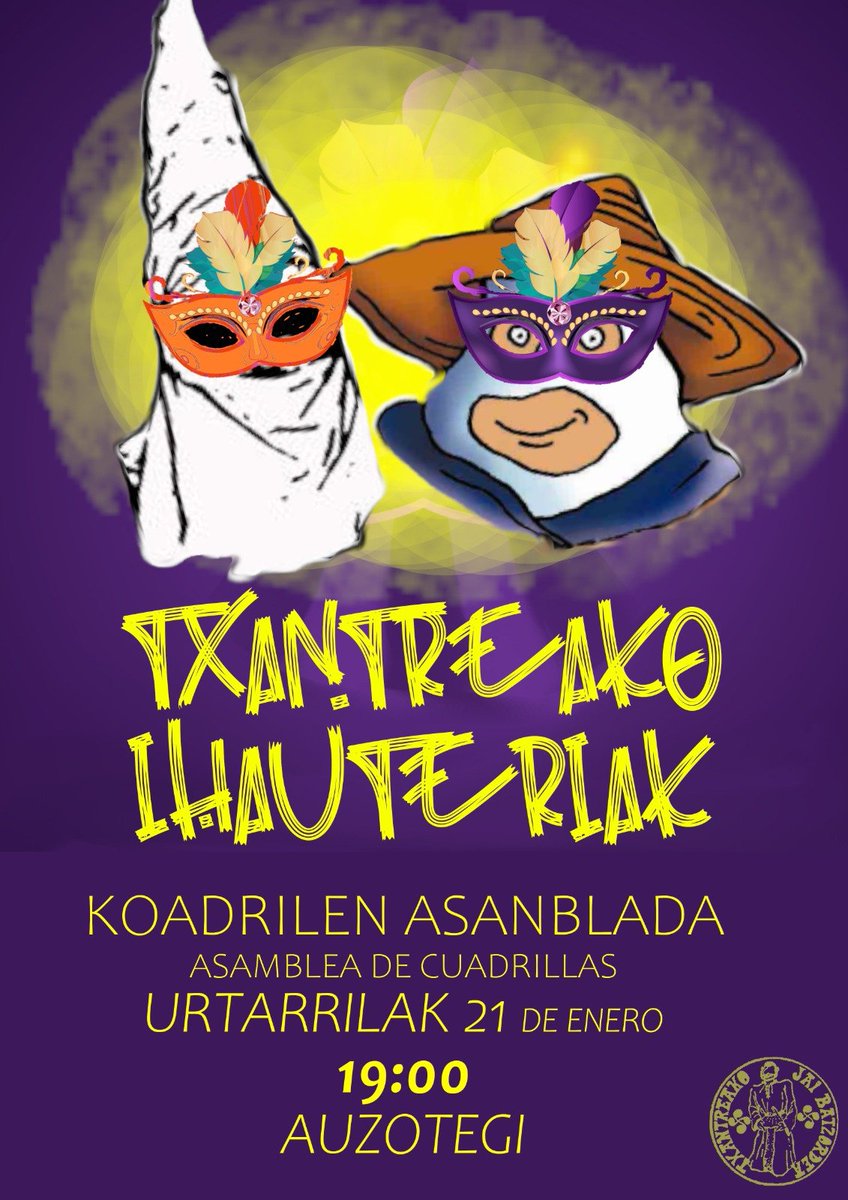 TBatzordea's tweet photo. Kaixo koadrilak!!
Aurtengo ihauteriak antolatzeko lehenengo asanblada😷 deitu dugu planteamendua azaltzeko.🤡👳‍♀️💂‍♀️🧑‍⚕️🧑‍🏫🧑‍🎨🧑‍✈️🦹‍♂️🥷🧙‍♀️🧟‍♂️🤹‍♀️🎭🚣‍♀️🚵‍♂️🪂
Otsailaren 25-26-27ko asteburuan antolatuko genituzke guztien artean.📆

Zabaldu mezua eta kartela!🤟🤟 https://t.co/AQa1URP6yi