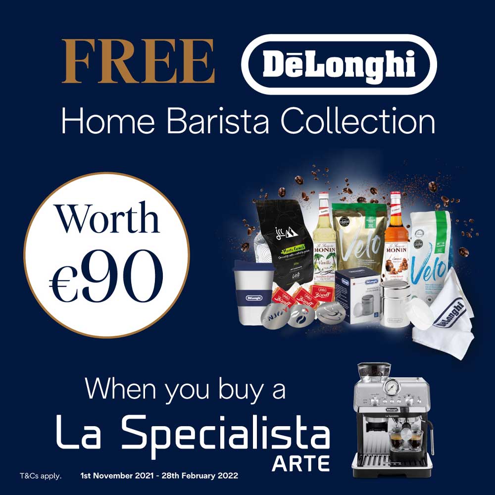 ☕ Get a FREE DeLonghi Home Barista Collection worth €90 when you buy a La Specialista Arte coffee machine from @stakelums - RRP €699.99 | NOW €529 ☕ *Offer available until Feb 28th or wsl - T&C's apply #coffeemaker #delonghi #stakelumsexpert