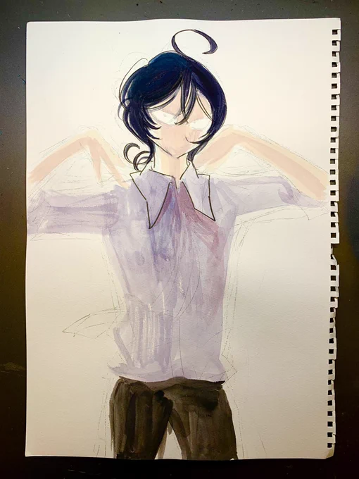こちら何回か描き直してやっと完成。"女子"と"男子"の狭間で揺れる冬村を描きたくて試行錯誤しました。 
