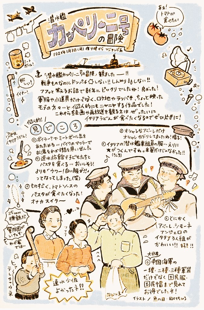 2022年新春ドラマ『潜水艦カッペリーニ号の冒険』感想イラスト #イラスト #illustration #感想絵 https://t.co/1IM0lN7mKY