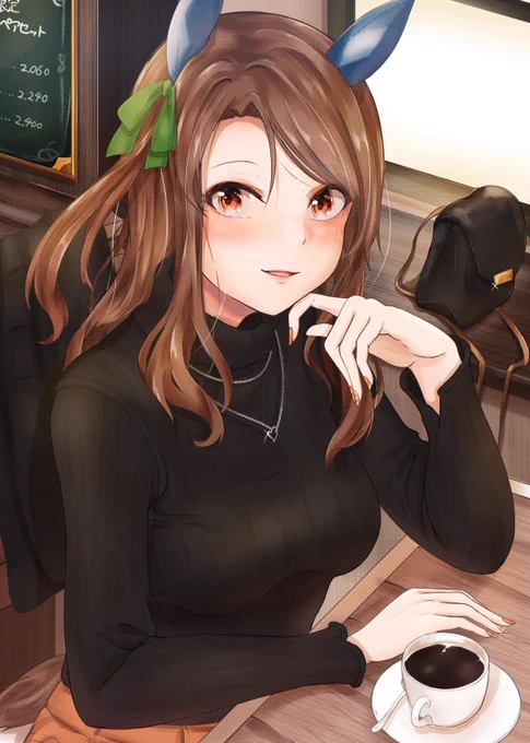 『おでかけ』
黒のタートルネックとか似合いそう
#ウマ娘 #キングヘイロー 