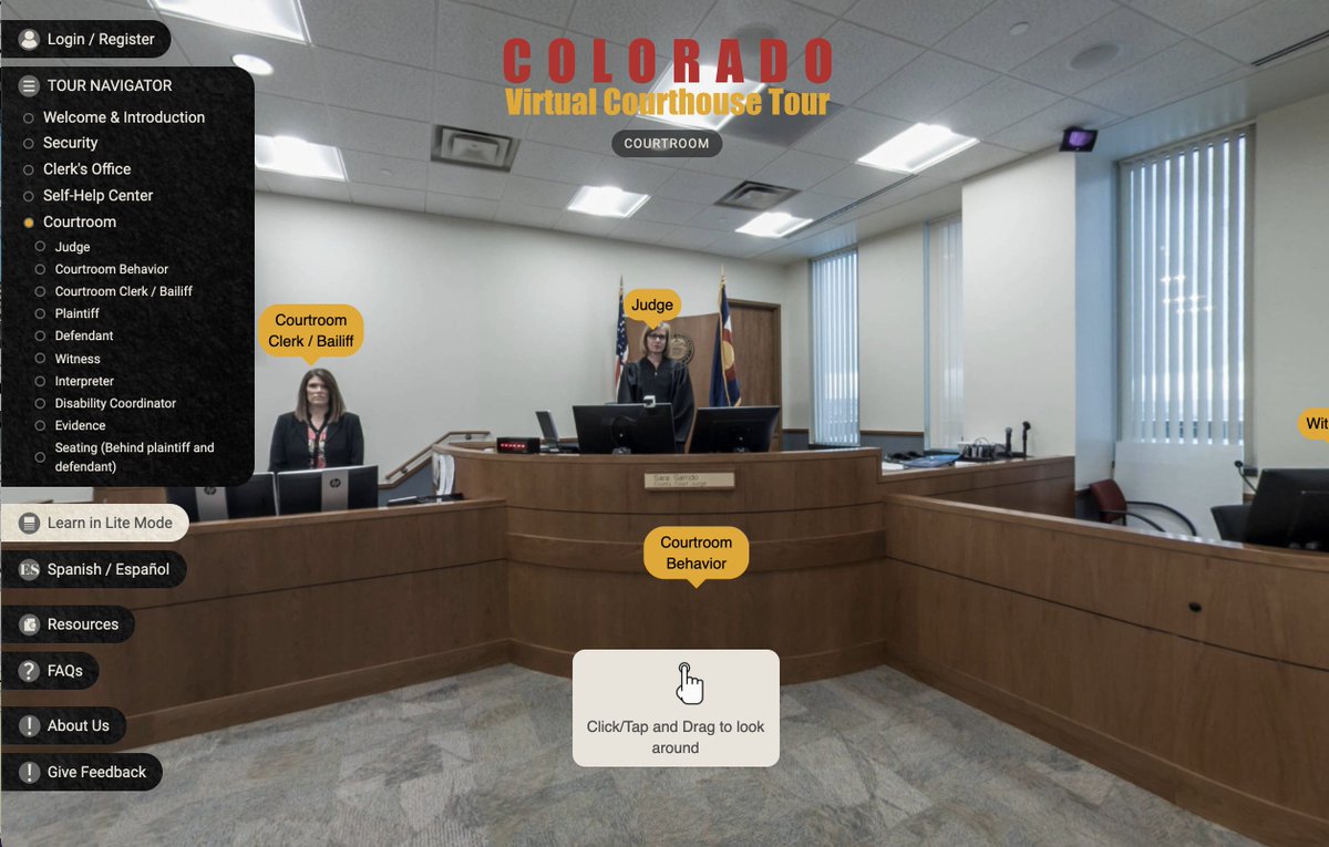 Kicking off the year with the launch of a new project from @HELMsocial @COLegalServ @NuLawLab! The Colorado Virtual Courthouse is a guided, 360-degree virtual tour of a Colorado courthouse, designed to improve access to justice for SRLs: Check it out at lnkd.in/gMYGanwX