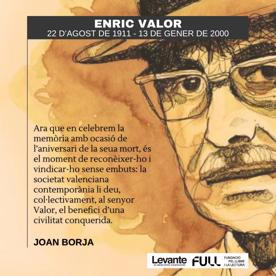 ✍️ Hui fa 22 anys que ens va deixar #EnricValor. 

Aquesta setmana <a href="/joanborj/">Joan Borja</a> escriu a #VadeLlibres sobre l'autor. Llig-lo ací: levante-emv.com/cultura/panora…