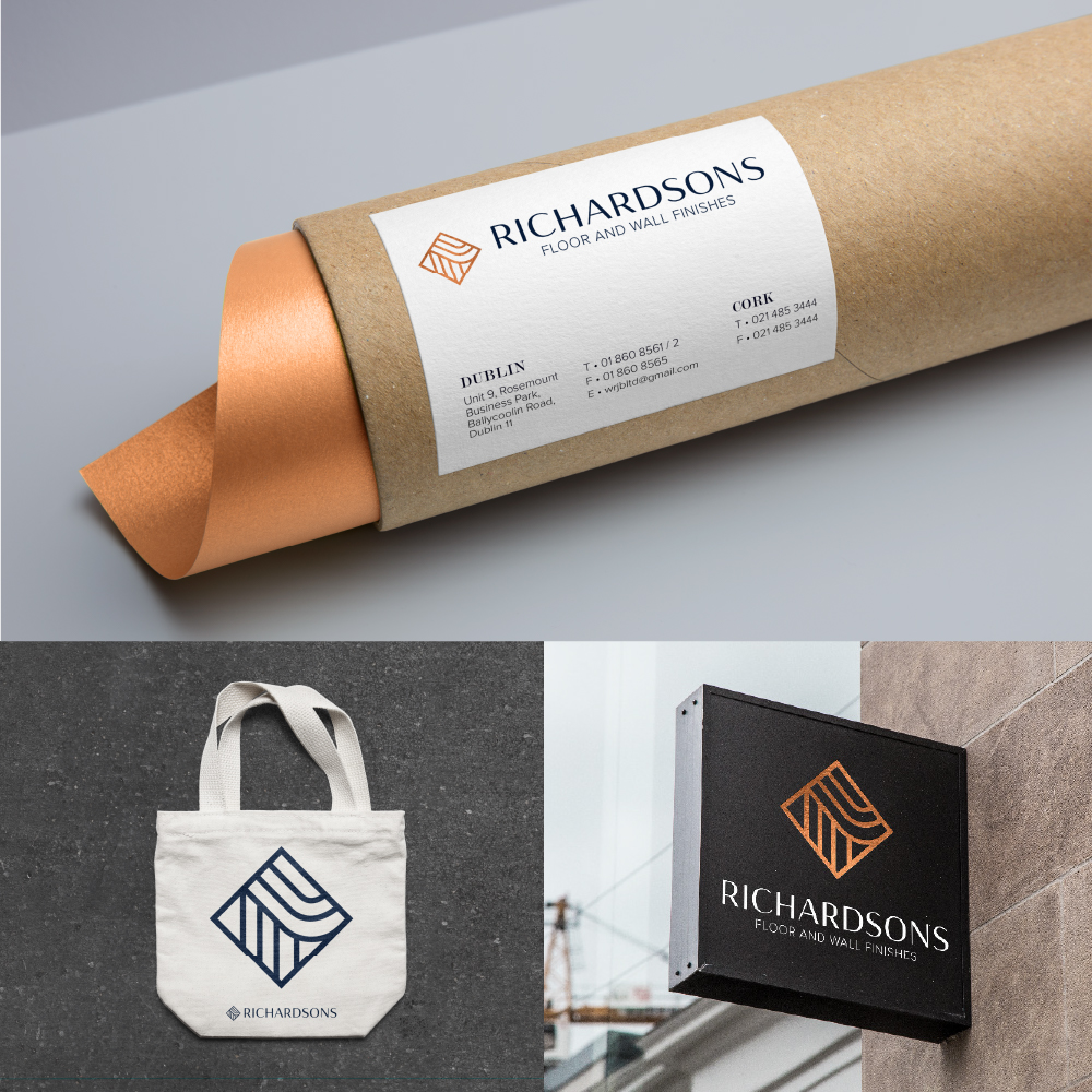 _TapCreative's tweet image. It&apos;s #throwbackthursday 🔥 and this week we&apos;re looking back on a sophisticated brand identity we created for Richardsons Floor and Wall Finishes 🎨

#design #graphicdesign #brandidentity #branding #branddesign #creativeagency #logodesign #brand