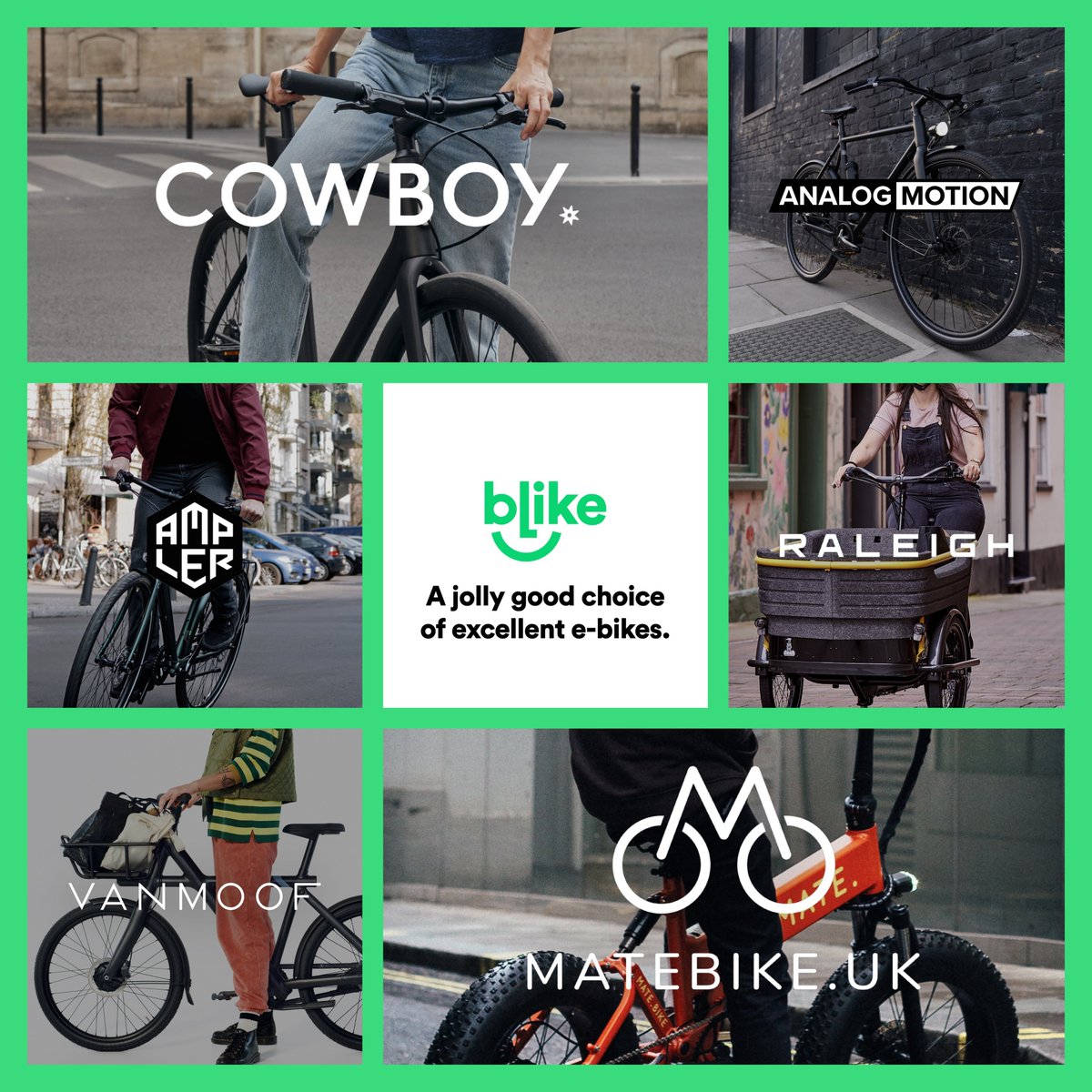 Choose from a range of great brands and #ebike to work in style.  Our plans start from around £50 per month, including insurance, maintenance and accessories. 
#cycle #londoncycling #ebikes #cycletoworkscheme #vanmoof #cowboybike #matebikeuk #raleighbikes #cargobikes #cycleroutes