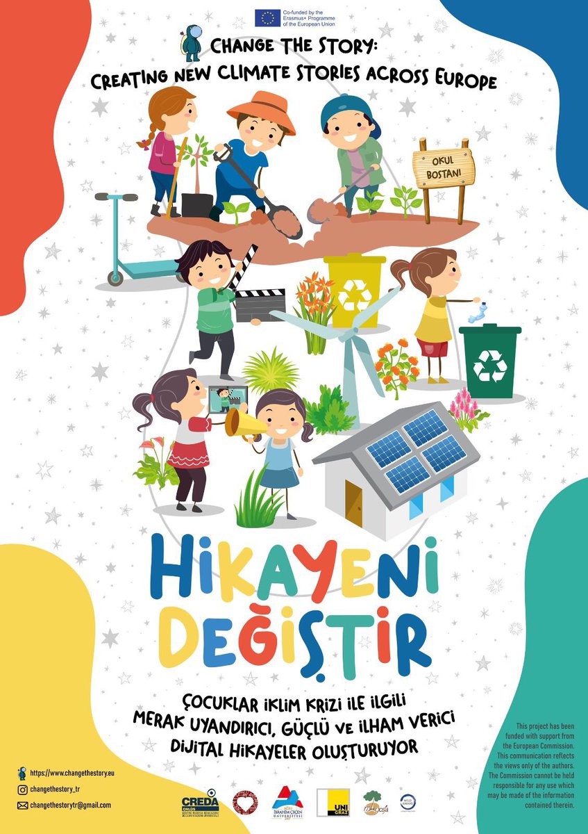 Harika bir proje haberi ile sizlerle birlikteyiz...
•Bilirsiniz ki, hikayeler yaşadığımız gezegeni anlamamız ve anlamlandırmamız için etkili yöntemlerden biridir. 
#changethestory #ab #ErasmusPlus #AvrupaBirliği #çevre #çocuk #climate #stories #create #EuropeanUnion #environment