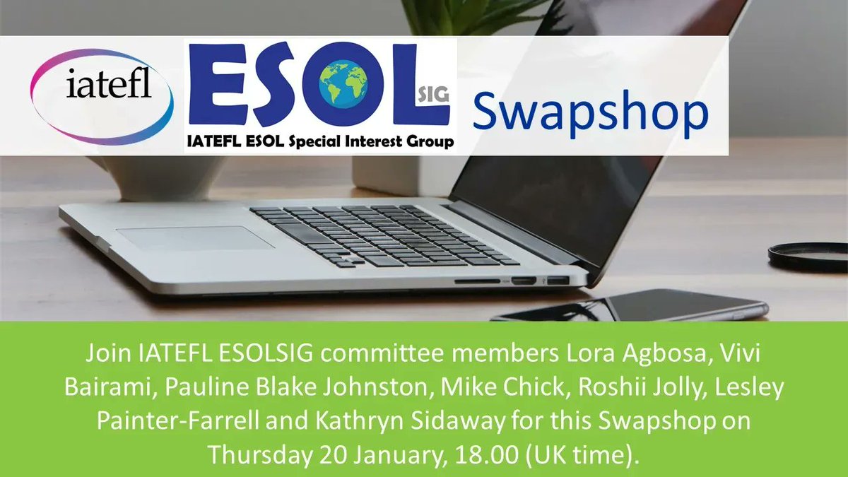 iatefl's tweet photo. The #IATEFL #ESOLSIG Committee invite all ESOL practitioners to share ideas for the #classroom, #materials, #concerns, and thoughts about #ESOL. An open mic event of sorts and a great time to #network, learn, help, and build community. Find out more https://t.co/72CjVEJWbV https://t.co/xi1FYMo7w7
