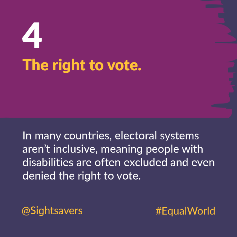 Sightsavers_Pol's tweet photo. Does any of this surprise you? 😮 

Here are five rights that many people with #disabilities are still denied in 2022.

#ActionsSpeakLouder #GDS2022 #EqualWorld