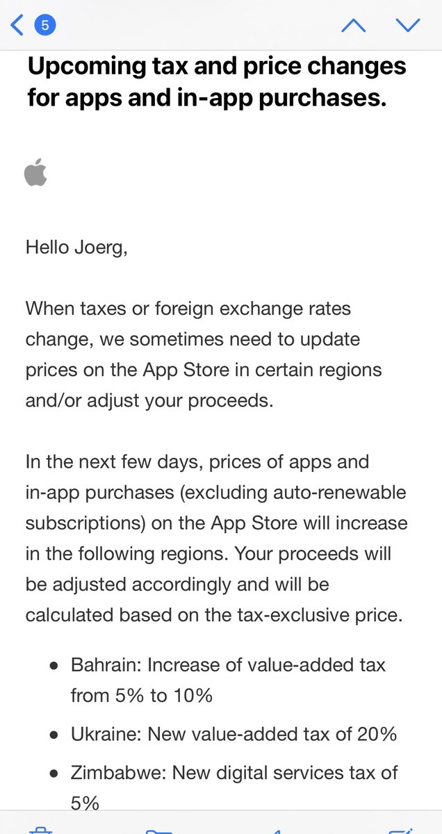 joenest's tweet photo. My side project Terrain Radar has become a minor point in my priorisation due to my family. So thank you @Apple for managing the financial stuff. Tax changes and price adjustements in Bahrain, Ukraine, Zimbabwe, Bahamas, Oman, Tajikistan, Austria, Latvia and Romania https://t.co/XSipAXGl0d