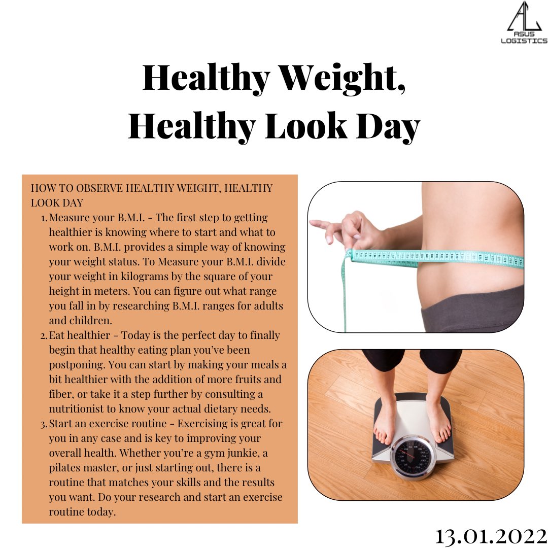 AsusLogistics's tweet photo. What are you doing to stay healthy? #healthyweight #healthylook #healthylifestyle #health #exercise #weightloss #asuslogistics https://t.co/79ZmzMScJC