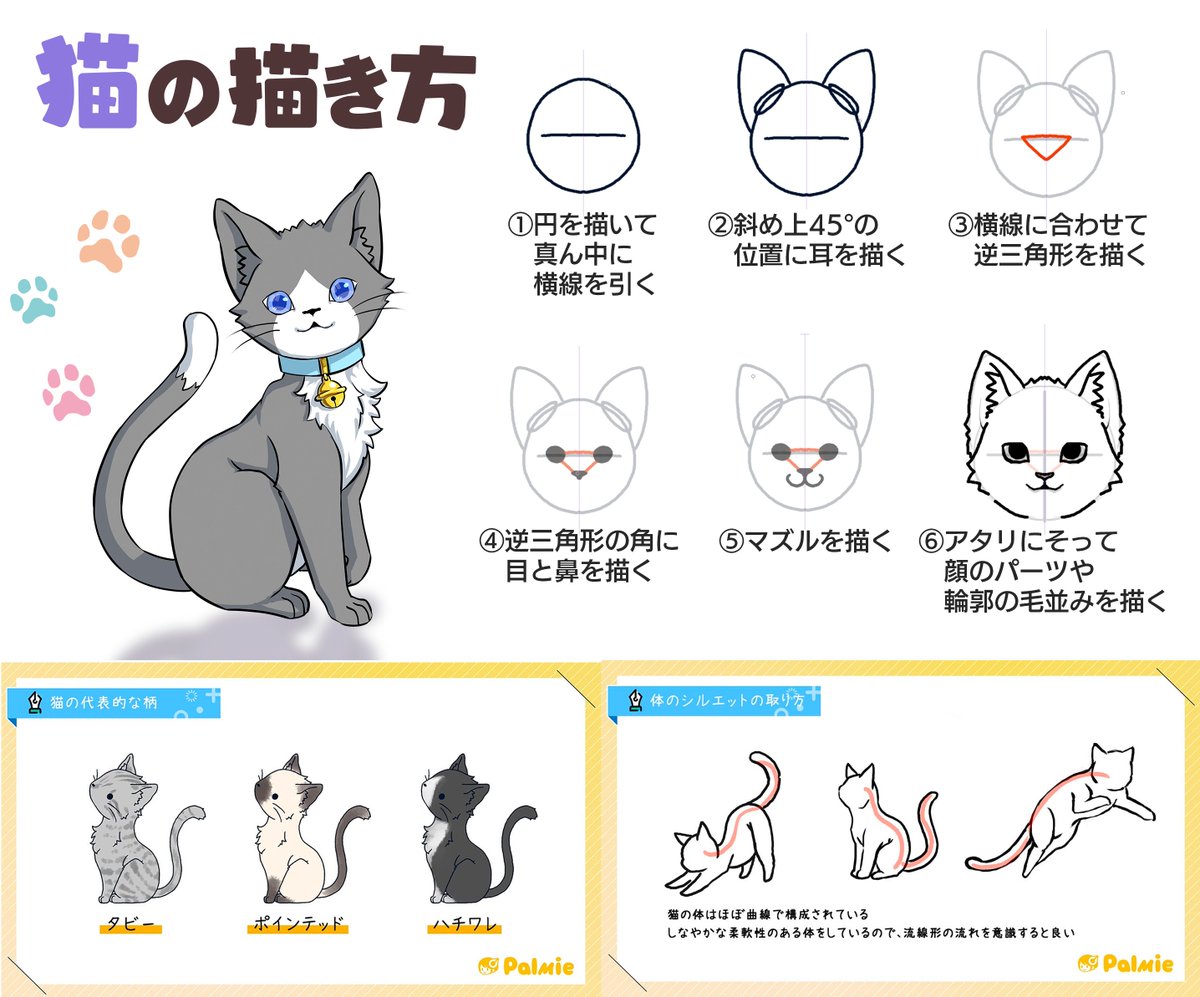 お絵かき講座パルミー キャンペーン実施中 新講座のお知らせ 飼い猫 のイラストを描きたいけど かわいい顔の比率がむずかしい そんな愛猫家さんにオススメ 猫 の描き方講座 誰でも簡単にかわいい猫ちゃんを描けちゃいます 詳しくは