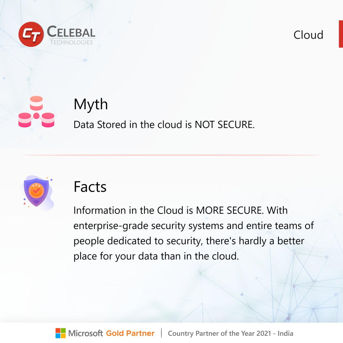 celebaltech's tweet image. Myths keep floating around #cloudcoumputing every now &amp;amp; then. Here we bring to you another myth, along with a fact, related to #cloud.
Keep an eye on this space for more #mythvsfact updates!
#cloud #cloudcomputing #mythsvsfacts #mythbusting #cloudadoption #azurecloud #azure