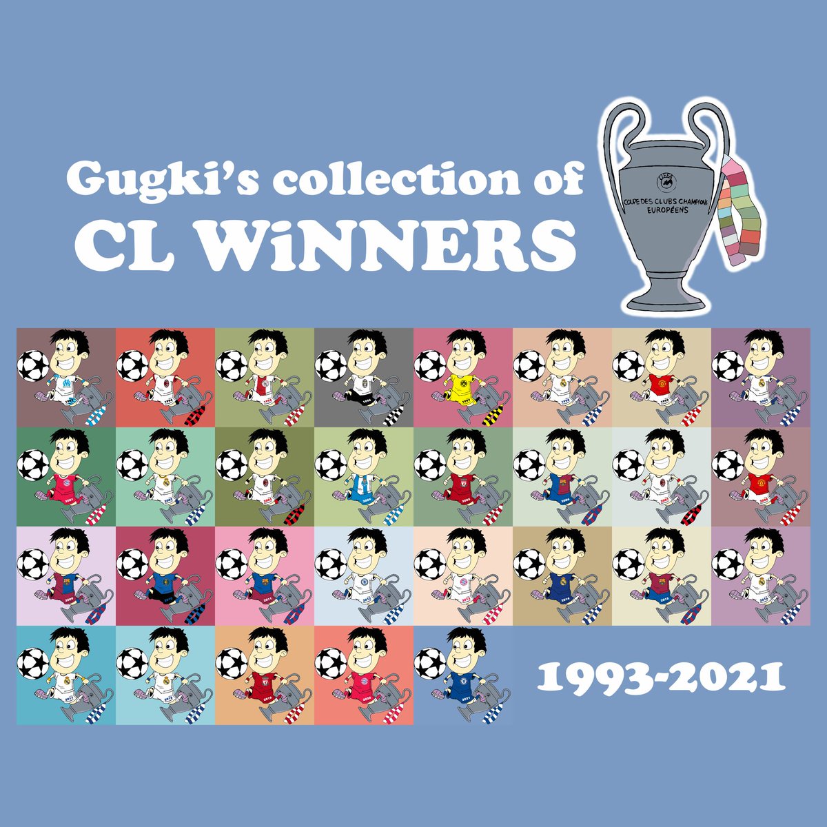 Olculuatan's tweet photo. @officialMAGD Gugki is a football lover. football fans know. Finals are breathtaking. Champions league 1993-2021 winners collection with you. Be a part of.https://t.co/LKIvzpbGEC @opensea #NFTCommunity #NFTs #NFTGiveaway #NFTCollection #NFTProject #nftpromoter #digitalart #cyrpto #CryptoPunk https://t.co/73QP4w1Qfo