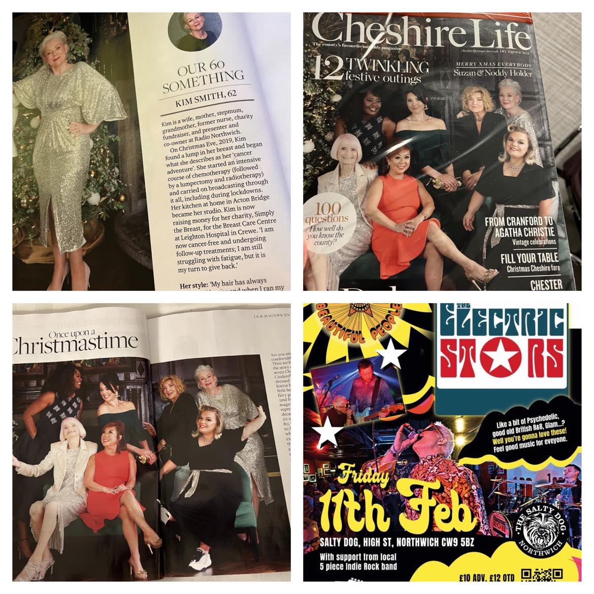 mchcharity's tweet image. Our fabulous fundraiser @KimSmith1959 was recently on the cover of @cheshirelife. Tickets for her first 2022 gig are now available. Raising money for the Breast Care Unit @MidCheshireNHS @RadioNorthwich bit.ly/3nmyazF #ThursdayMotivation #NHS  #Northwich #Cheshire 💜🤩💃
