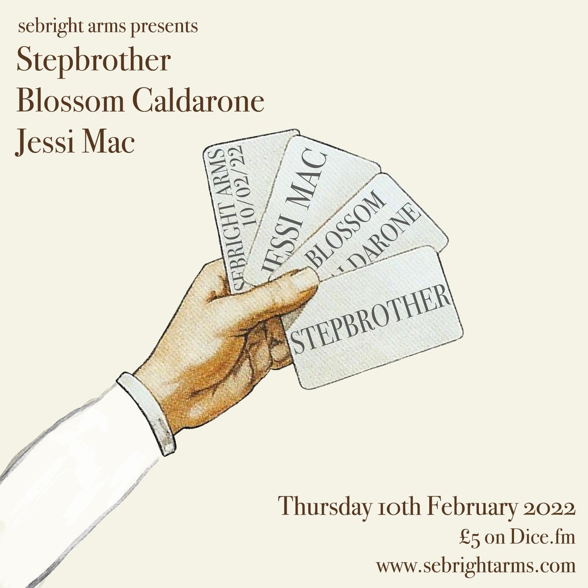 NEW: <a href="/stepbrotherband/">Stepbrother</a> headline on 10th Feb, with support from <a href="/BLOSSOMBLOSSOMC/">blossom caldarone</a> + <a href="/jessimacmusic/">Jessi Mac</a> 💟

Tickets on sale here > bit.ly/3zS8YWw