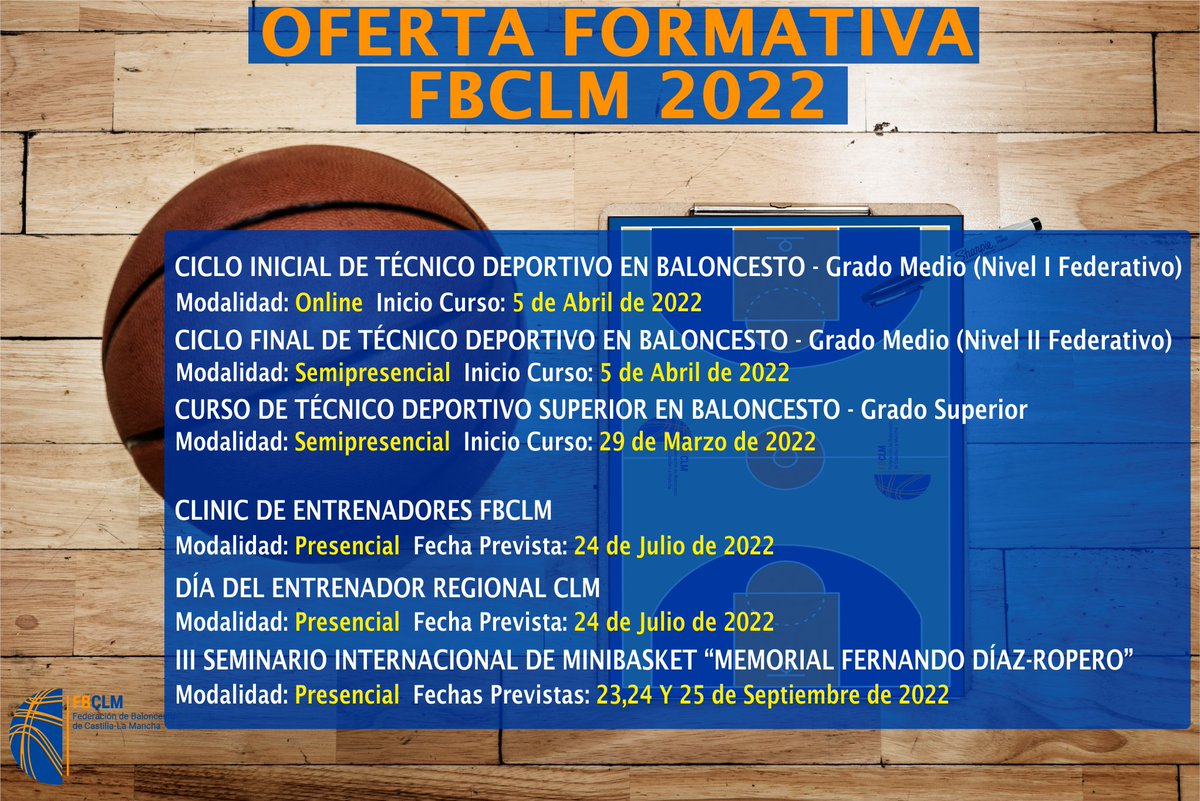 Formación FBCLM📚 | Guía de Actividades formativas previstas para el Curso 2022.
TODA LA INFO 👇👇
📰 fbclm.net/dinamico/enlac…
📸FBCLM
#PasionXBasketCLM