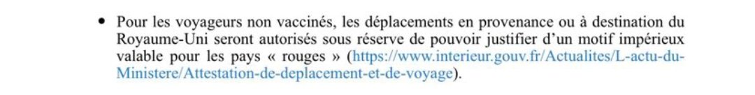 morispi's tweet photo. @BrenAbolivier @deuxcent35 @Owynnnnn @JBLemoyne @francediplo @alexIholroyd @FranceintheUK @FR_Consulaire @gouvernementFR Ça semble confirmer implicitement que les motifs impérieux sont levés dans les deux sens pour les vaccinés. https://t.co/tK7Tq6UaOJ