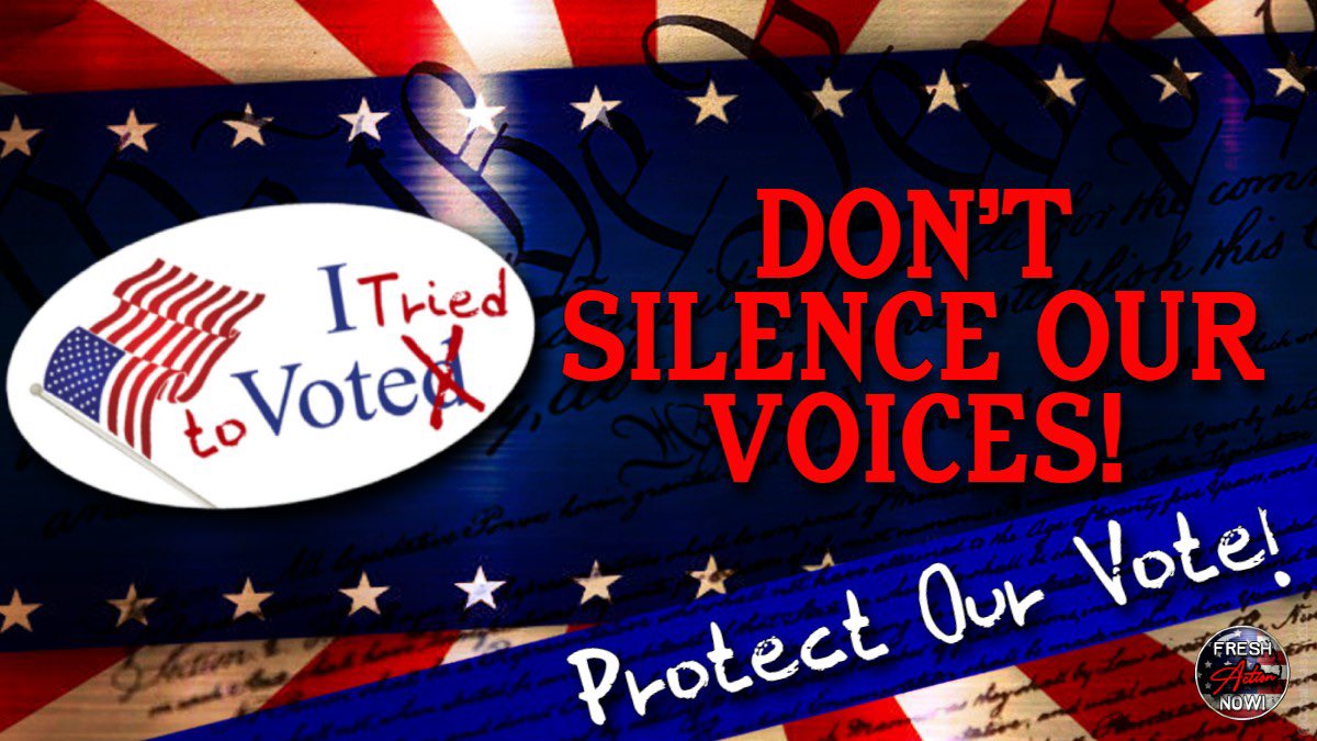 Not only the #FreedomToVote but the ability and access to Vote MUST be protected

The GOP is working to ensure that the fewest possible Democrats are able to effectively cast their ballot

The KNOW they can't win if EVERY eligible citizen can Vote

#FreshResists #ProtectOurVotes