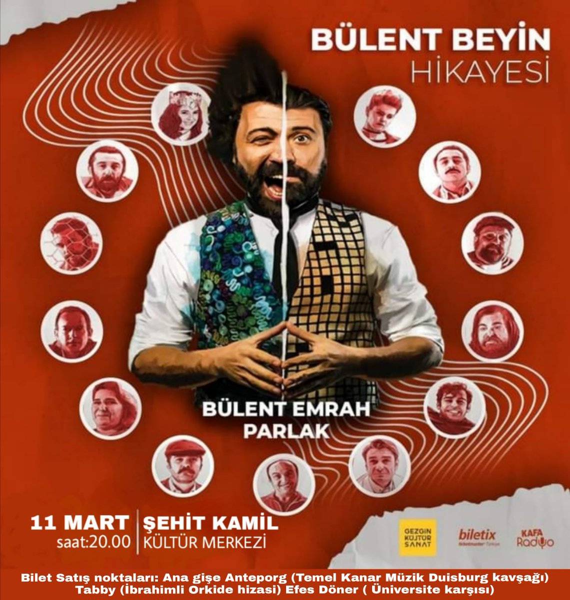 Kızdığımızda, üzüldüğümüzde sevindiğimizde ya da aşık olduğumuzda beynimizde neler olup bitiyor hiç düşündünüz mü? Kahkahalara boğulacağınız ‘Bülent Bey’in Hikayesi’ nde tüm bu sorulara ve daha fazlasına yanıt bulacaksınız.

🗓️ 11 Mart 
⏰ 20.00
📍 Şehit Kamil Kültür Merkezi