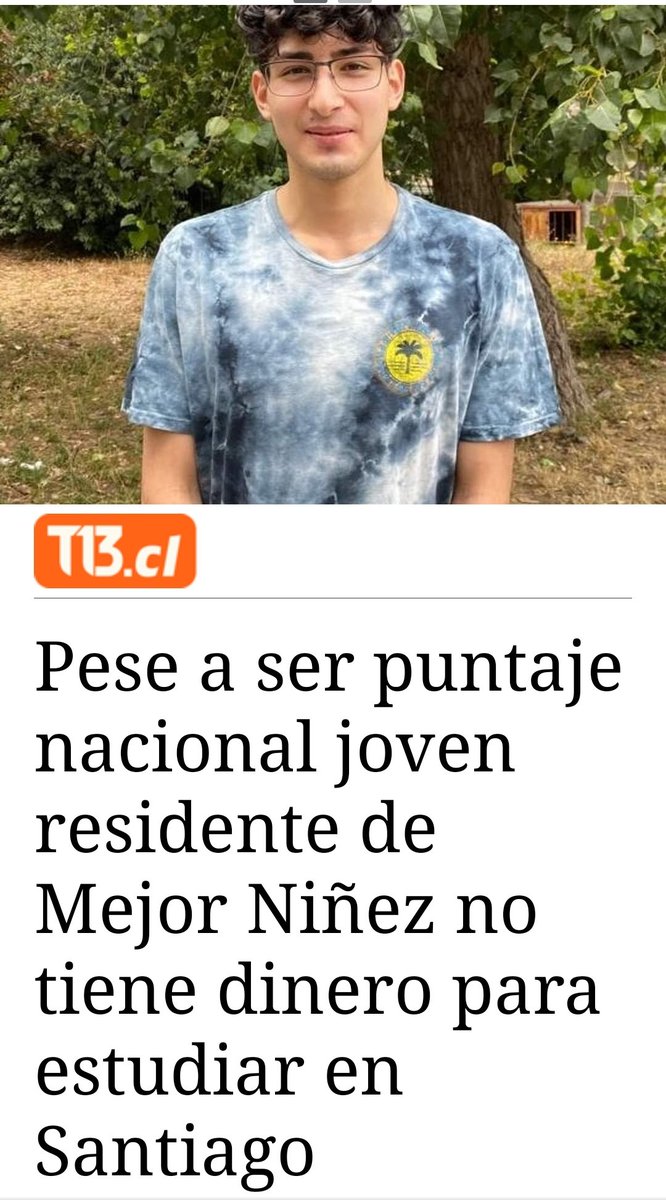 Matías Muñoz, puntaje nacional de Hualpen, el cuál vive en un Hogar del #Sename no tiene $ para mantenerse estudiando en Santiago.Ayuda!! <a href="/leonardofarkas/">leonardofarkas</a> <a href="/aluksicc/">Andrónico Luksic C.</a> <a href="/Impulso_Inicial/">Impulso Inicial</a> <a href="/adnradiochile/">Radio ADN</a> <a href="/radio_festival/">Radio Festival</a> <a href="/biobio/">BioBioChile</a>
