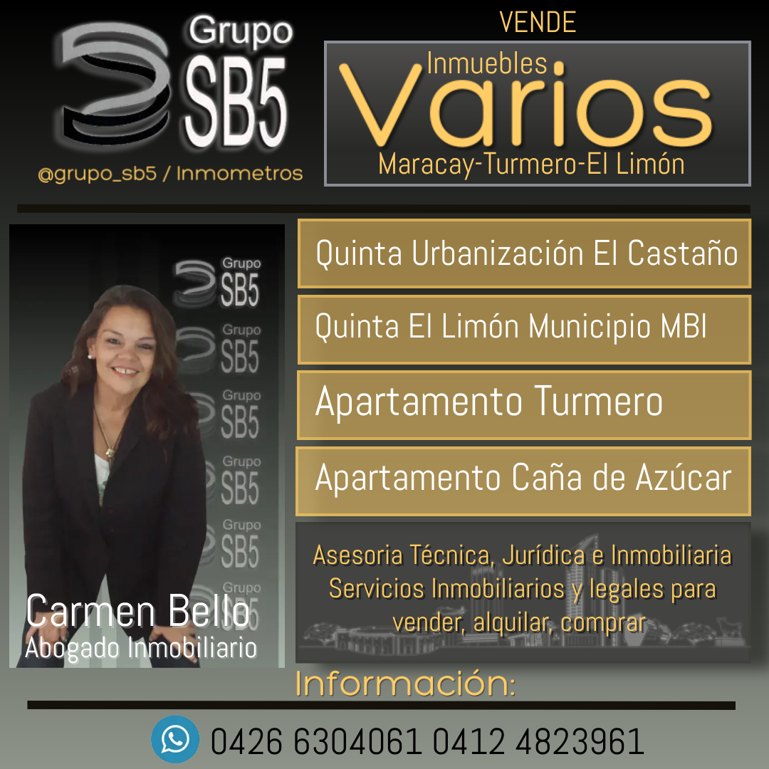 grupo_sb5's tweet photo. Grupo SB5 InmoMetros Vende inmuebles varios estado Aragua, información: 0426 6304061 / 0412 4823961
.
#apartamentoventa #ventainmueble #aragua #casaventa #Maracay https://t.co/2DrfdqMBQq